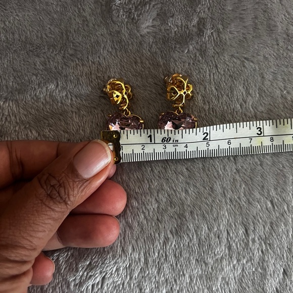 Tory Burch Gold and Pink Heart Earrings - Picture 8 of 8